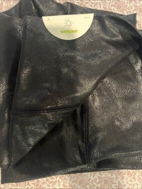Aerie Offline Faux Leather Leggings Large by American Eagle Black